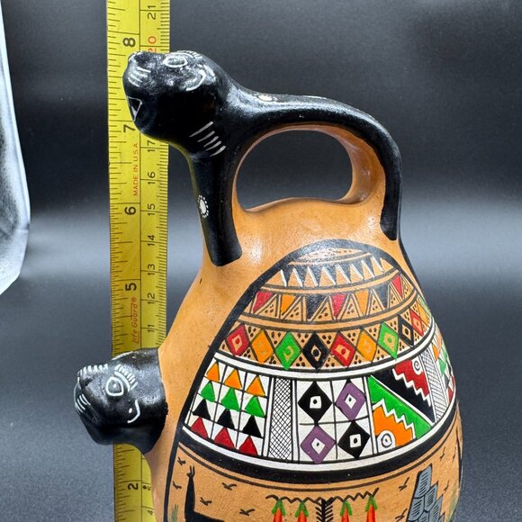 Peruvian handmade and hand-painted red clay pitcher / jug Eclectic Decor Pottery - Picture 8 of 8